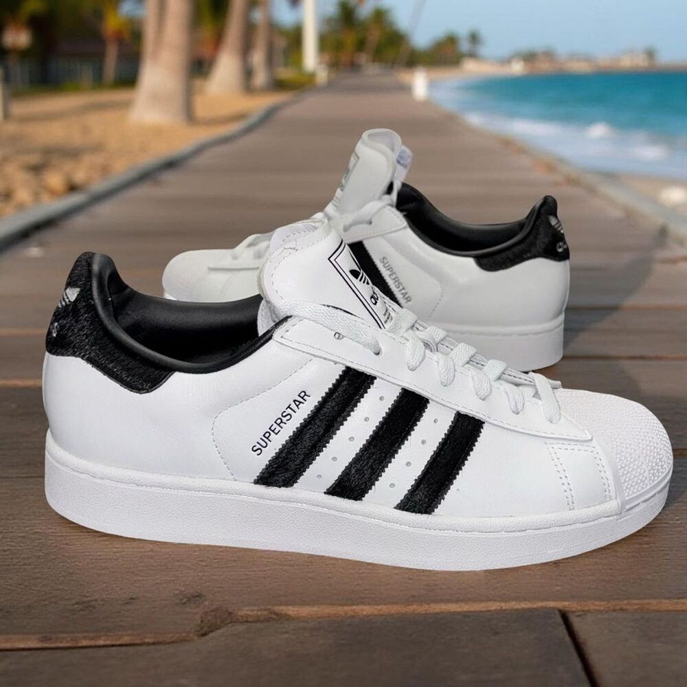 adidas Superstar II W Women’s 11 White Black Faux Fur Stripes IH9267 New